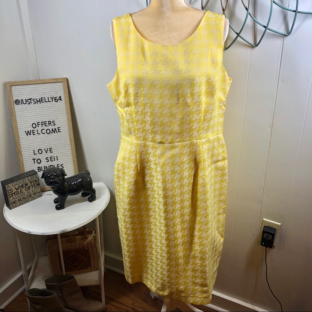 Kasper Yellow houndstooth sleeveless dress 14